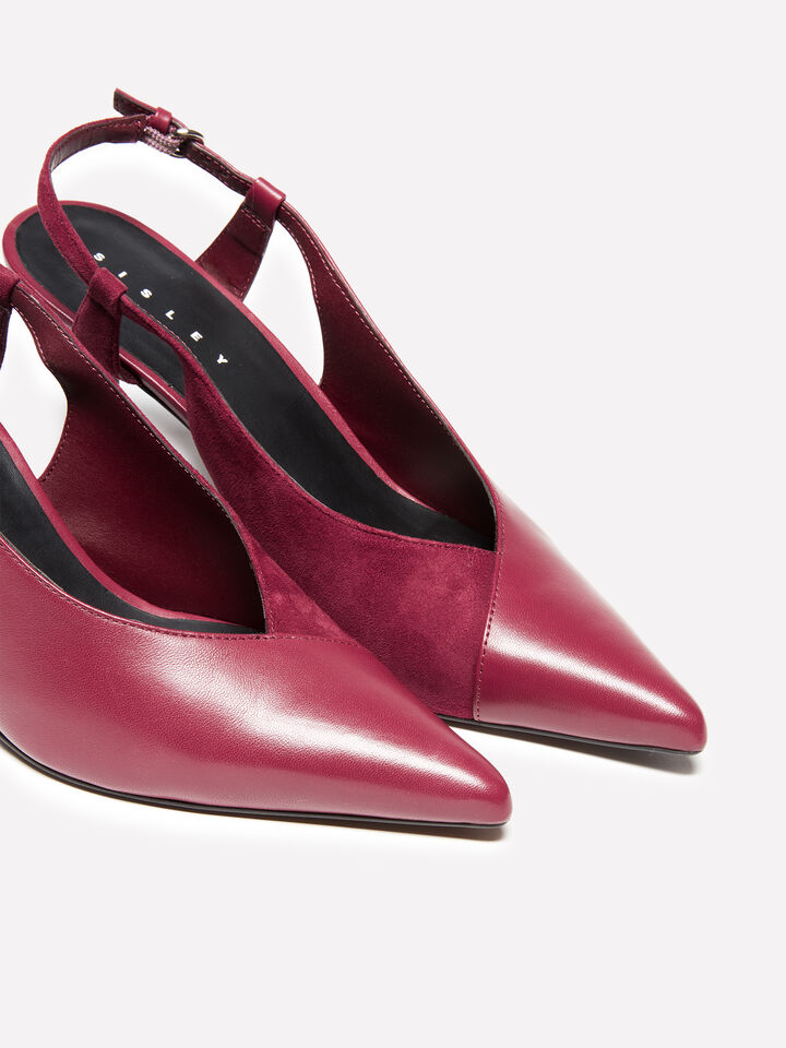 Burgundy slingback in 100% leather - women's heels - Burgundy | Sisley image number 4